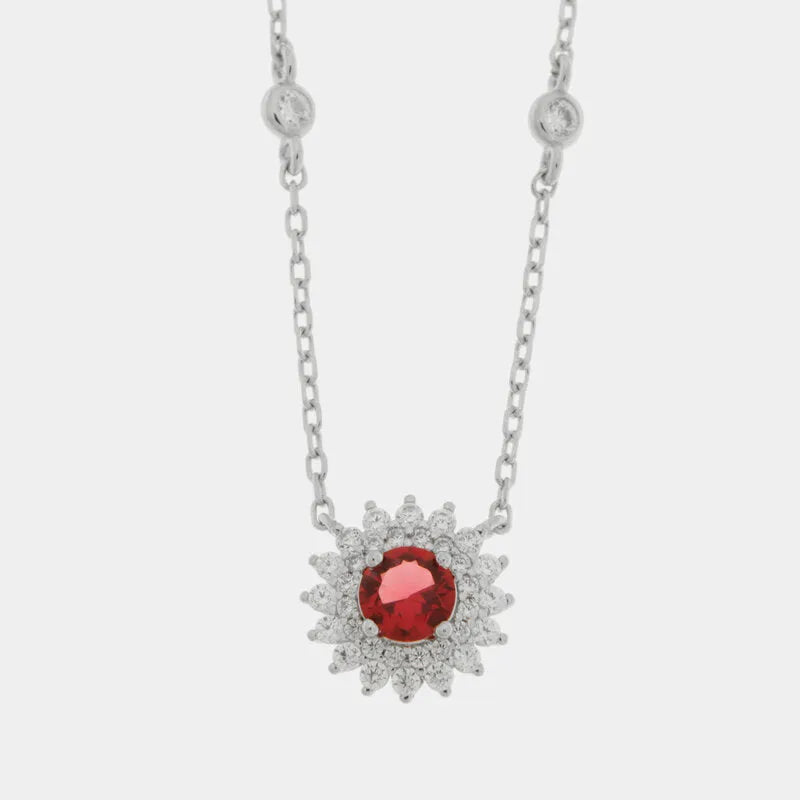 Collana in Argento 925 kate con zircone rosso