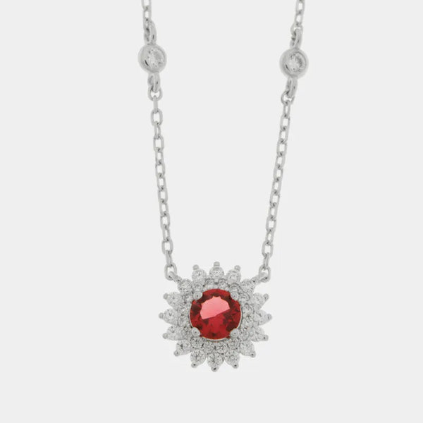 Collana in Argento 925 kate con zircone rosso