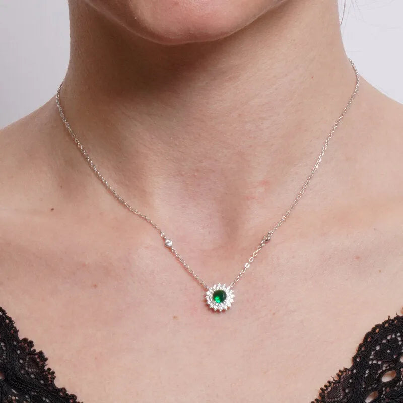 Collana in Argento 925 kate con zircone verde - BYSIMON gioielli