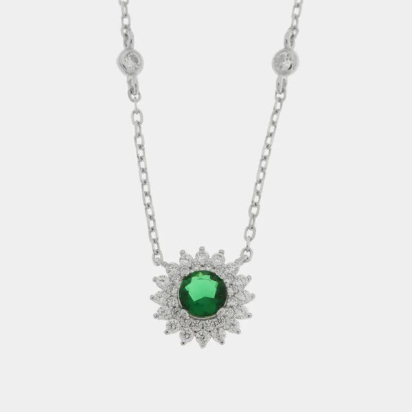 Collana in Argento 925 kate con zircone verde - BYSIMON gioielli