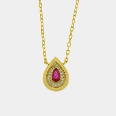 Collana in Argento 925 ovale con punto luce rosso BYSIMON - gioiello BySimon
