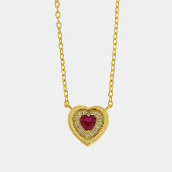 Collana in Argento 925 cuore con punto luce rosso - BYSIMON gioielli