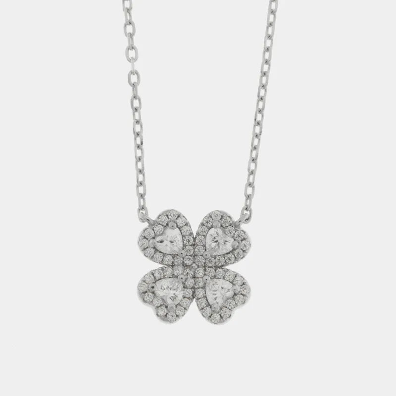 925 Sterling Silver Zircon Flower Necklace