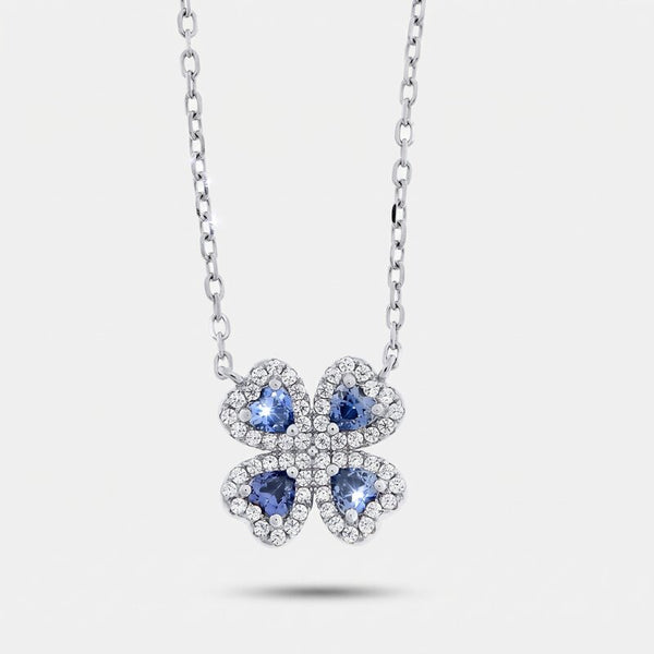 Collana in Argento 925 fiore viola zirconato - BYSIMON gioielli