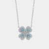 Collana in Argento 925 fiore azzurro zirconato