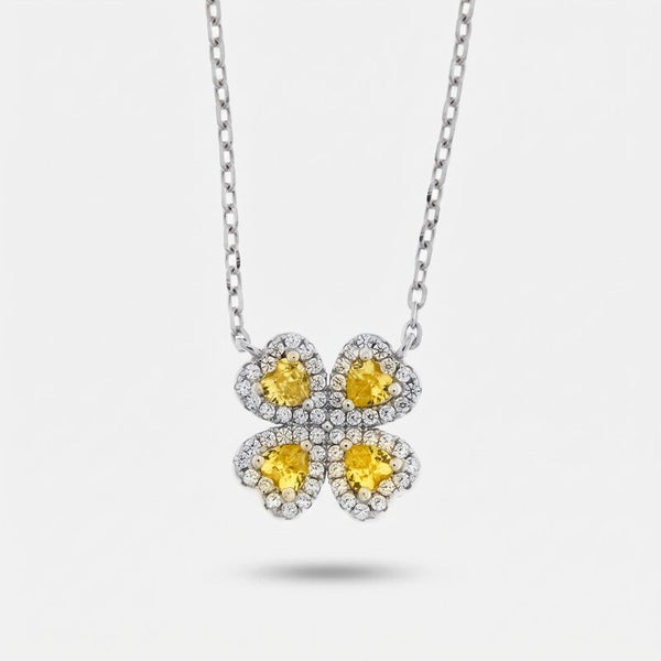 Collana in Argento 925 fiore giallo zirconato - BYSIMON gioielli