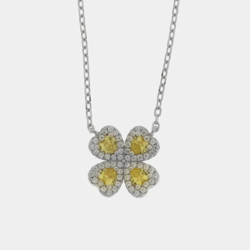 925 Silver Yellow Zircon Flower Necklace