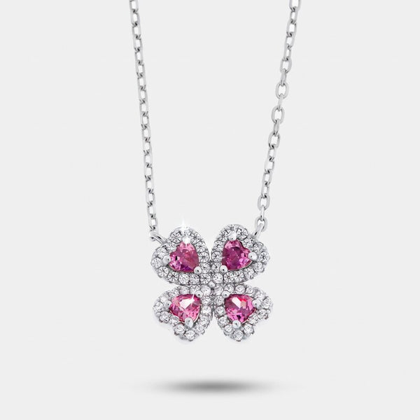 Collana in Argento 925 fiore viola zirconato - BYSIMON gioielli