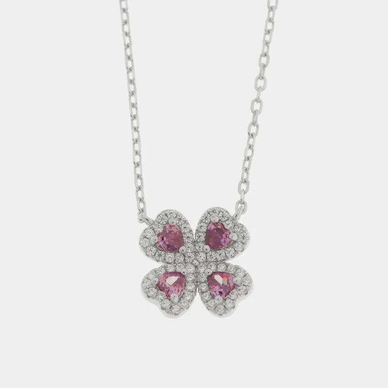 925 Silver Purple Zircon Flower Necklace