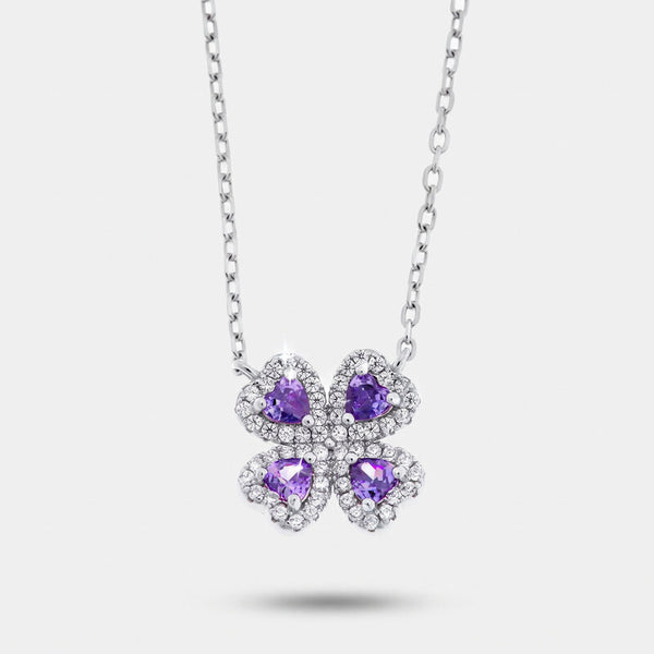 Collana in Argento 925 fiore viola zirconato - BYSIMON gioielli