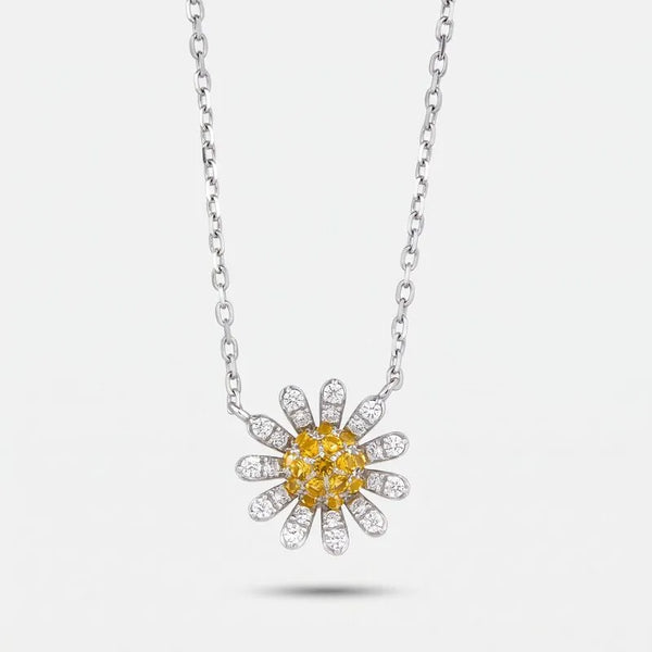 Collana in Argento 925 Margherita petali pavè zirconi