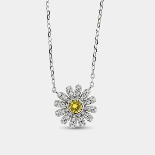 Collana in Argento 925 Margherita pavè giallo chiaro