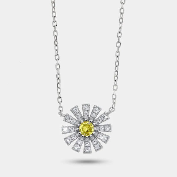 Collana in Argento 925 Margherita pavè centro giallo