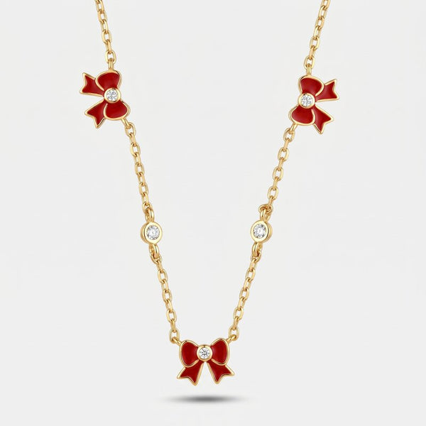 Collarino in Argento 925 fiocchi rossi - BYSIMON gioielli