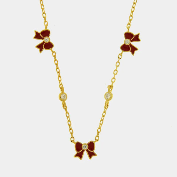 Collarino in Argento 925 fiocchi rossi - BYSIMON gioielli