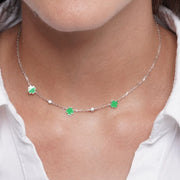 Collarino in Argento 925 quadrifogli verdi
