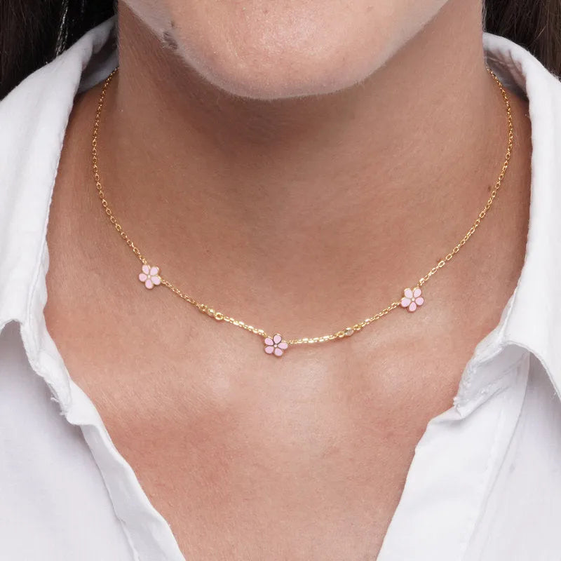Collarino in Argento 925 fiore rosa - BYSIMON gioielli