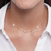 Collarino in Argento 925 fiore rosa