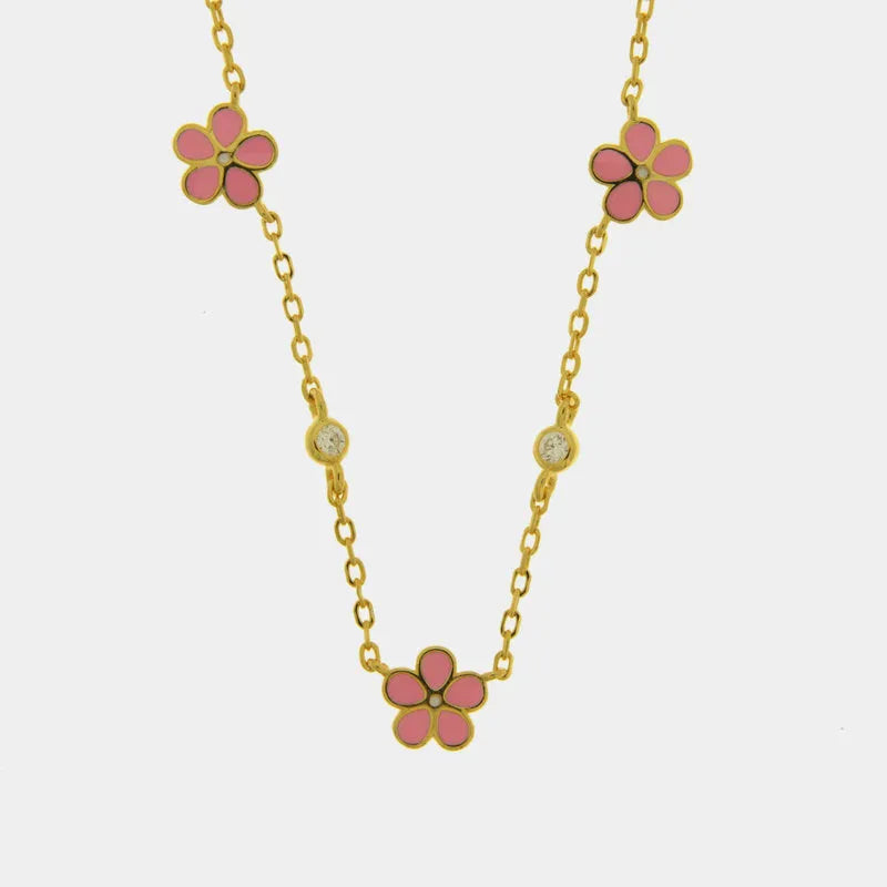 Collarino in Argento 925 fiore rosa - BYSIMON gioielli