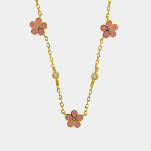 Collarino in Argento 925 fiore rosa - BYSIMON gioielli
