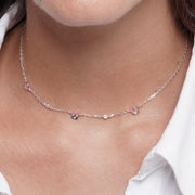 Collarino in Argento 925 corona con cuori rosa