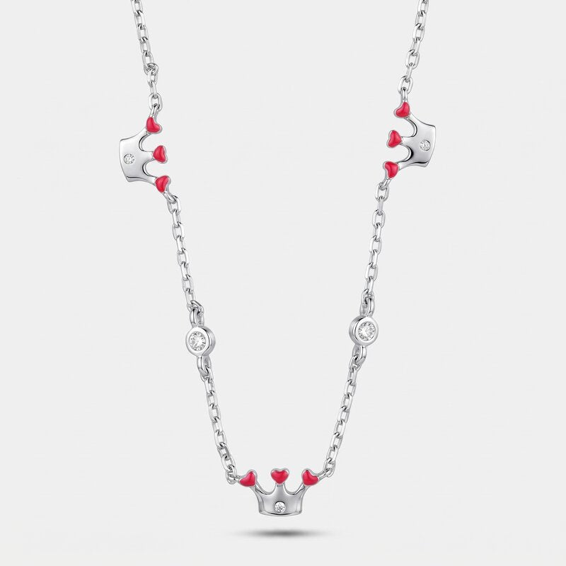 Collarino in Argento 925 corona con cuori rosa - BYSIMON gioielli