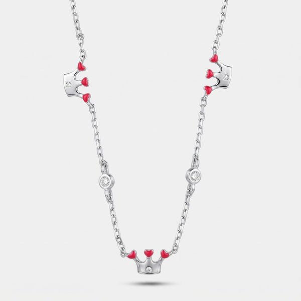 Collarino in Argento 925 corona con cuori rosa - BYSIMON gioielli