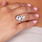 Anello in Argento 925  contrariè con cristalli bianchi