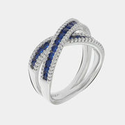 Anello in Argento 925 con pavè di zirconi blu