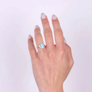 Anello in Argento 925 solitario con zircone acquamarina