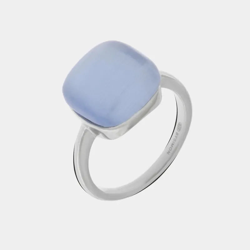 Anello in Argento 925 a forma quadrata con zircone lilla