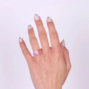 Anello in Argento 925 a forma quadrata con zircone rosa