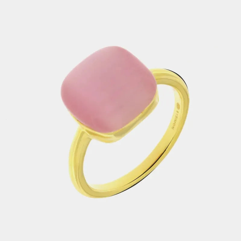 Anello in Argento 925 a forma quadrata con zircone rosa