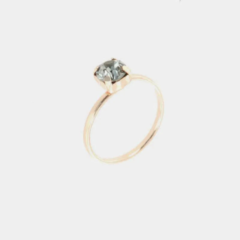 Anello in Argento 925 solitario con cristallo grigio