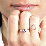 Anello in Argento 925 solitario con cristallo viola