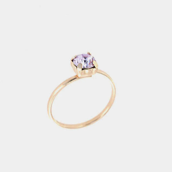 Anello in Argento 925 solitario con cristallo viola