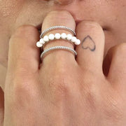 Anello in Argento 925 con perle e zriconi