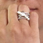 Anello in Argento 925 con perle e zriconi