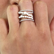 Anello in Argento 925  con perle e zirconi