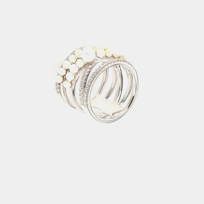 Anello in Argento 925  con perle e zirconi