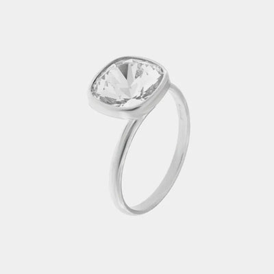 Anello in Argento 925 solitario con cristallo bianco