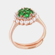 Anello in Argento 925  con perle e zirconi verdi