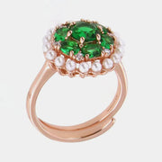 Anello in Argento 925 con perle e zirconi verdi