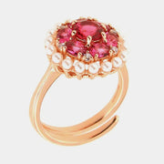 Anello in Argento 925 con perle e zirconi rossi