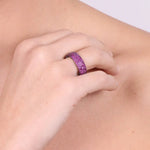 Anello in Argento 925 a fascia pavé di zirconi rubino