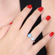 Anello in Argento 925 con doppio punto luce nelle sfumature dell'azzurro