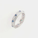 Anello in Argento 925 a fascia con zirconi banchi e zirconi blu