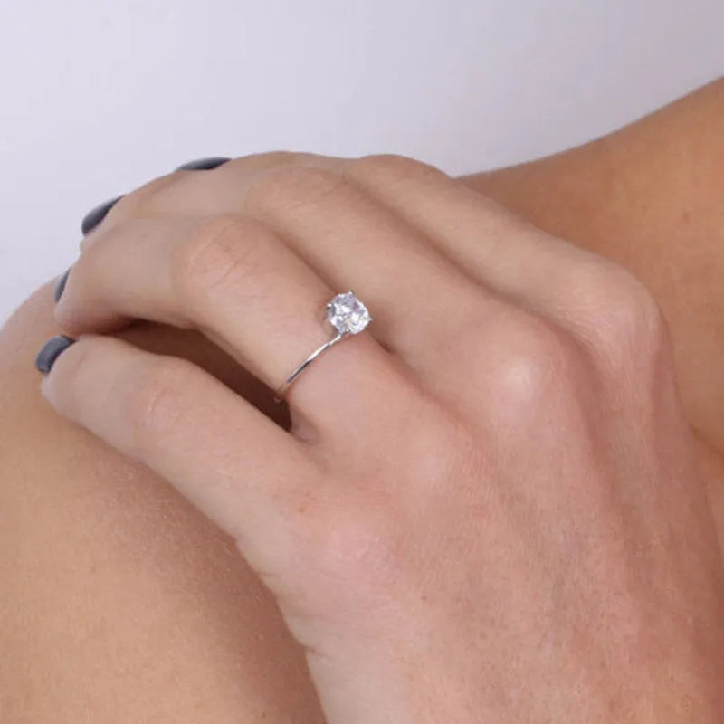 Anello in Argento 925 solitario con zircone - BYSIMON gioielli