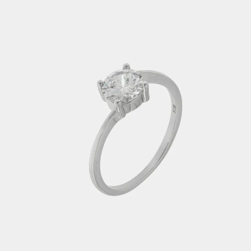 Anello in Argento 925 solitario con zircone - BYSIMON gioielli