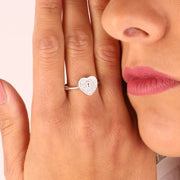 Anello in Argento 925 cuore luchetto con zirconi bianchi